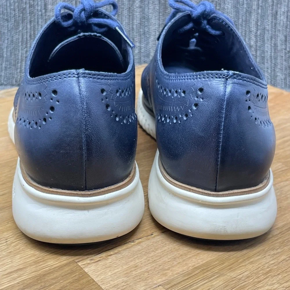 Cole Haan 2.Zerogrand Wingtip Oxford Mens 10.5M Blue Leather Sneaker Shoe Preppy